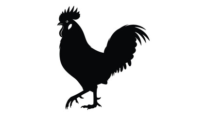 A black silhouette of a rooster standing on one leg © SILHUETTECHEMBER