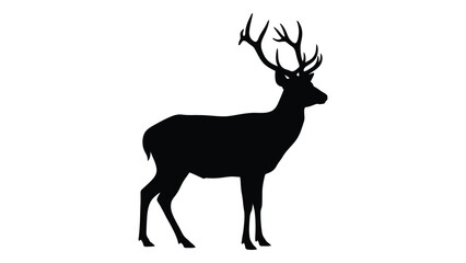 Obraz premium A black silhouette of a deer with antlers