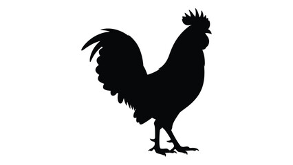 A black silhouette of a rooster standing © SILHUETTECHEMBER