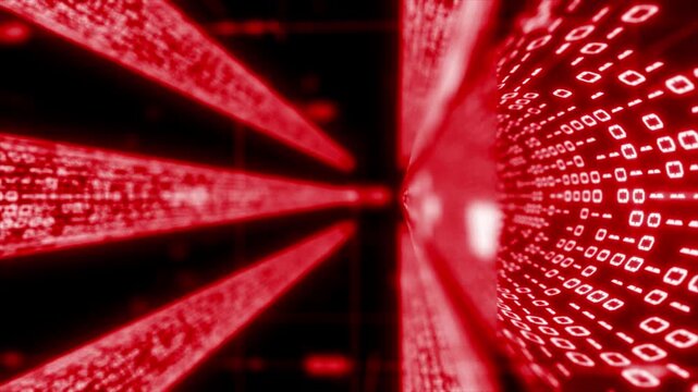 Red color binary code data stream futuristic digital code and data transfer complex design black seamless technology background