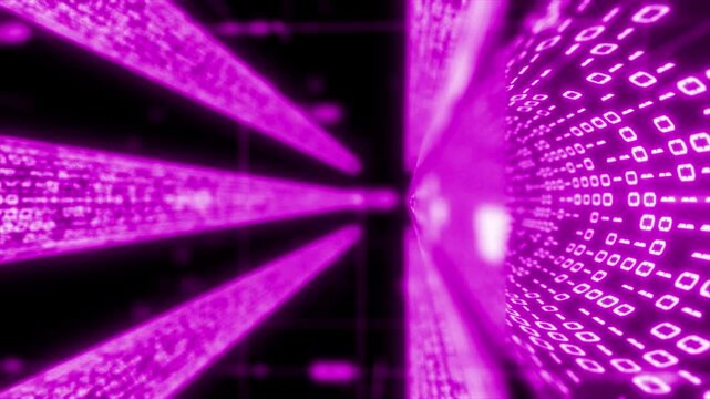 Pink color binary code data stream futuristic digital code and data transfer complex design black seamless technology background