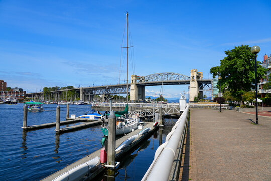 Burrard Street Bridge, an Art-Deco style, steel truss bridge spanning False Creek in Vancouver, British Columbia, Canada