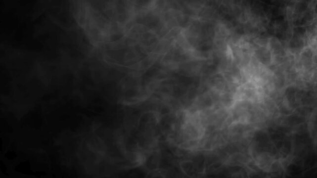 Realistic white smoke rising and swirling against black background ethereal steam effect. Rising wall of endless smoke steam loop.