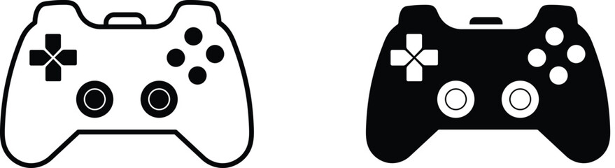 Obraz premium Black and white game controllers with directional pad and buttons gaming gamepad joystick