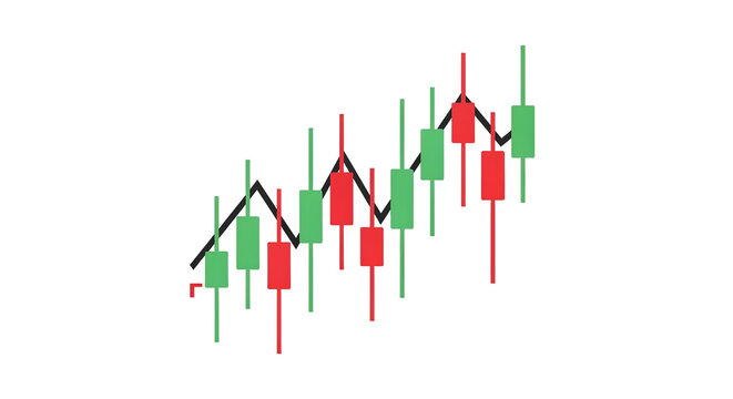 Minimalist illustration of a financial candlestick chart showing market trends for stock trading and investment analysis