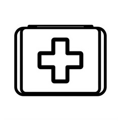 Obraz premium Simple icon of a first aid medical cross on a rectangular background