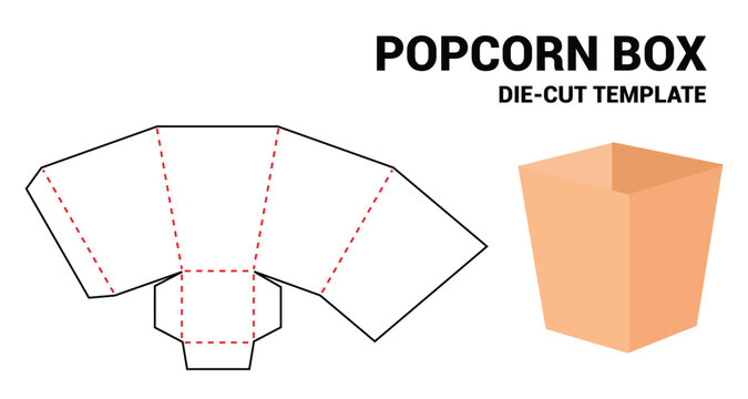 Popcorn box design with die-cut template