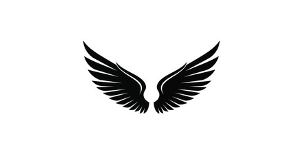 Fototapeta premium Elegant black wings displayed against a white background a striking silhouette