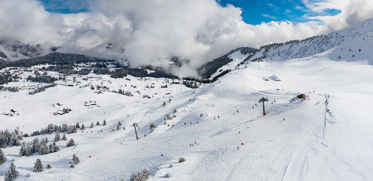 Praz de Lys Sommand Ski Resort Winter Aerial