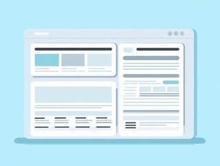 website editor screen layout isolated on a light blue background