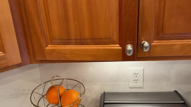 Kitchen cherry wood cabinet door with soft or slow close hinge abilities with hand