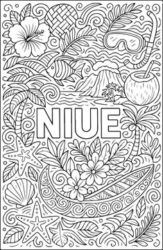 Niue hand drawn vector illustration doodle art line art coloring page for kids