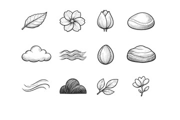 Fototapeta premium Border organic mellow rim icon natural image nature etch curve simple vector