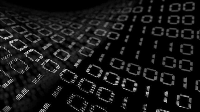 white color random numbers binary code with blank space hi tech design loopable black technology background