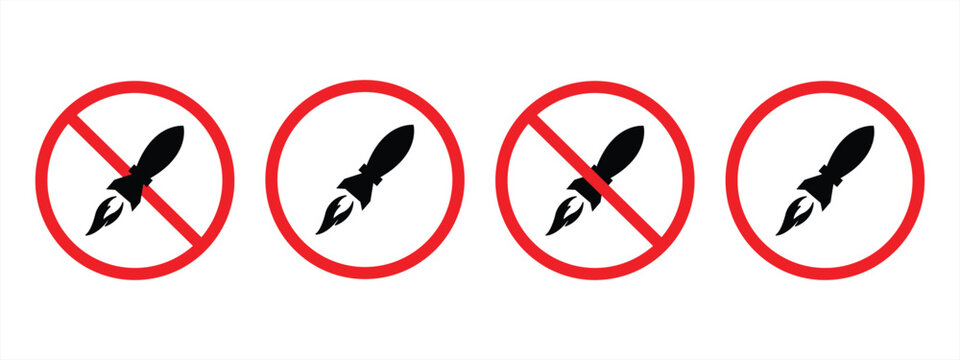 Anti-nuclear bomb icon. Red prohibition icon with atomic bomb. Ban nuclear. No radiation. Vector illustration
