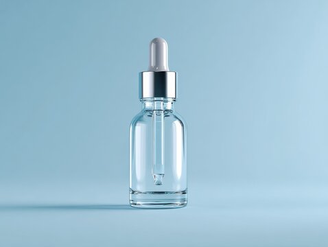 dropper bottle mockup isolated on a light blue background