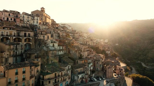 old village houses at sunset in Calabria