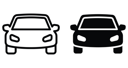 Obraz premium Car icon set front view vehicle symbol silhouette outline transport sign automobile motor sedan traffic travel drive road auto passenger carriage