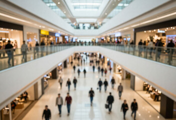 Abstract Blurred Crowd Shopping in Modern Mall, Urban Lifestyle and Black Friday Concept