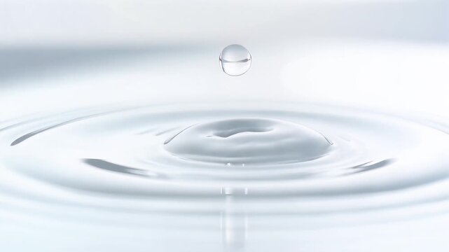 Water droplet creating ripples in a serene surface.