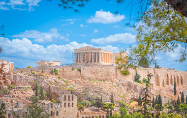 Fototapeta premium Le Parthénon, vestiges du site de l'Acropole, à Athènes en Grèce.