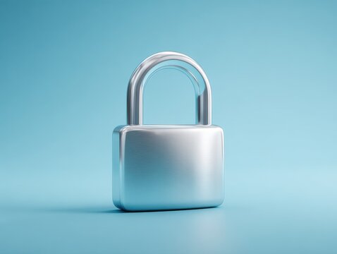 website security lock icon isolated on a light blue background
