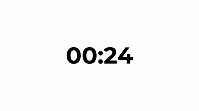 30 second countdown timer animation on a transparent background, 30 second to 0 second countdown timer with alpha channel in 4k.