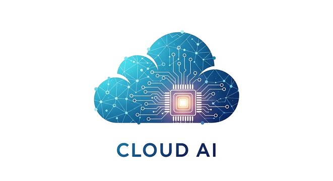 Modern cloud AI technology with circuit board design
