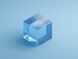 Fototapeta premium blockchain cube minimal isolated on a light blue background