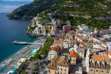 Naklejka premium Maiori - Amalfi Coast panorama, Campania, Italy