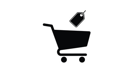 Shopping cart icon with a price tag isolated on a white background © Nasima