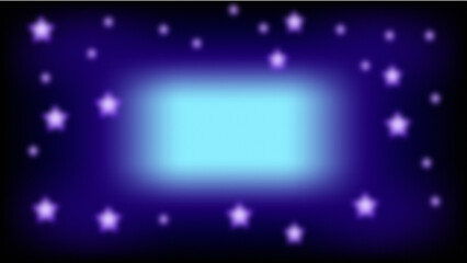 Abstract soft glowing stars on dark blue night sky background with central copy space. © firman