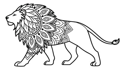 Lion mandala mane coloring page detailed pattern © Vector KIng