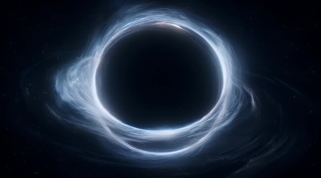 Hypnotic depiction of a black hole exhibiting gravitational lensing and accretion disk