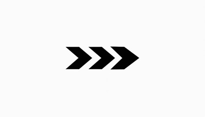 Three black chevron arrows point right indicating forward motion progress. Simple graphic design element. Minimalist digital icon for next step.