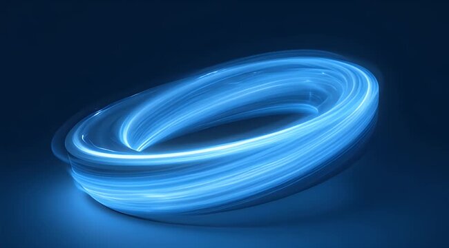 Glowing blue torus shape with swirling light effects on dark background