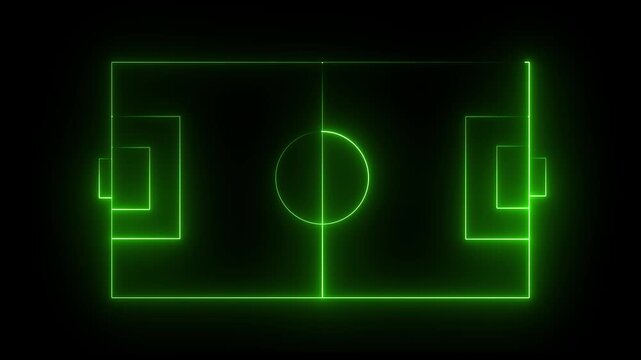 Animation of neon sports stadium on black background . Animation of neon sports stadium ,neon lights match football isometric field video animation