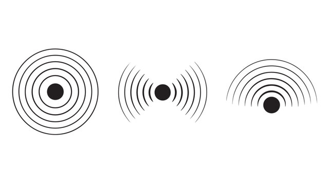Circles signal icons with concentric waves emanating from a central dot, representing sound or radio waves.