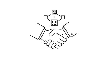 Blockchain Business Partnership Handshake Icon