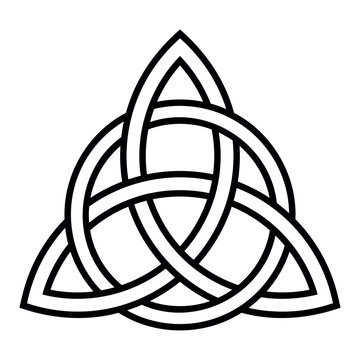 Celtic triquetra knot symbol pagan spirituality unity, eternity, interlaced ornamental trinity knot