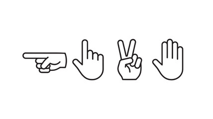 Obraz premium Hands making different gestures including pointing, one finger up, peace sign, and open palm. featuring hand, gesture, icon with symbol and victory