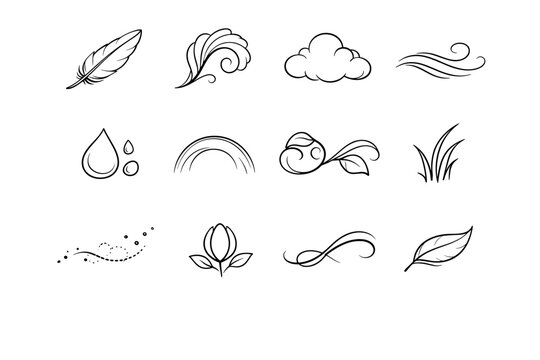 Edge collection bend arc floating bud vector icon silk contour artisan loose