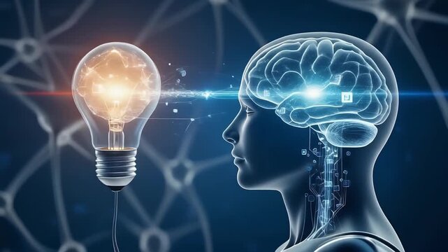 AI Brain Idea Human Intelligence Creativity Innovation Problem Solving  Future Technology Concept.