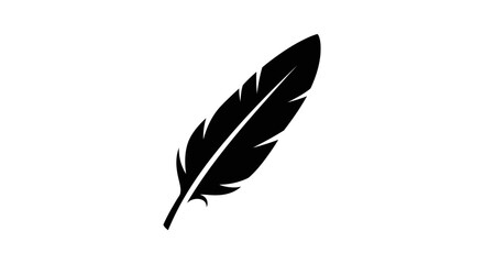 Obraz premium Black Feather Silhouette Isolated on White Background.