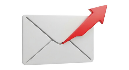 White Envelope with Red Upward Arrow Isolated on transparent background