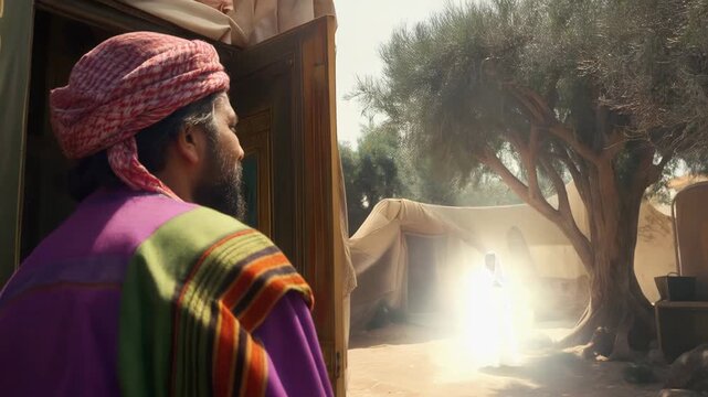 The Lord Appeared to Abraham Near the Oaks of Mamre in Hebron, as he was Sitting at the Entrance of his Tent in the Heat of the Sun