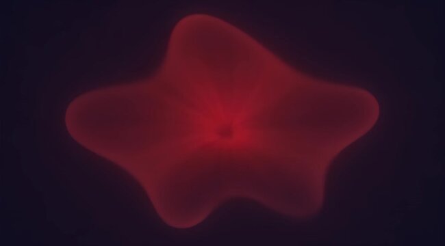 Glowing amorphous red shape with bright center against dark background
