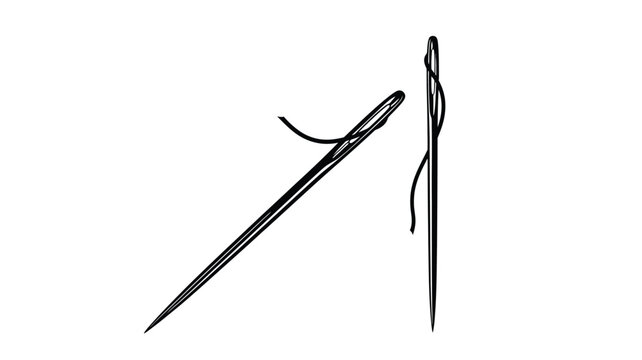 Two needles and thread depicted in a dark striking silhouette