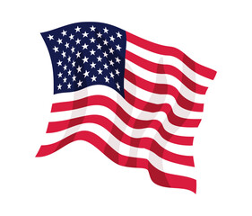 Obraz premium USA waving flag. American national symbol isolated on white background. Banner design element
