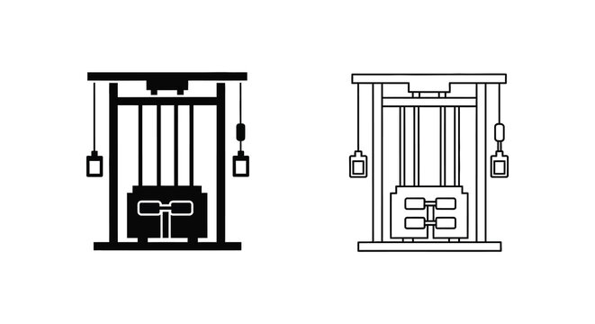 Two depictions of a gallows one filled and one empty in stark contrast silhouette